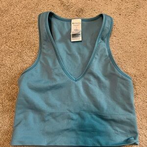 Athleta Aurora Seamless Crop Rib Tank in Skylark Blue